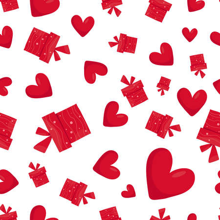 Hearts and gifts seamless pattern for textile and paper design.