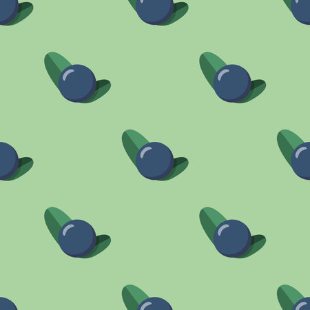 Blueberries on light green seamless pattern.のイラスト素材