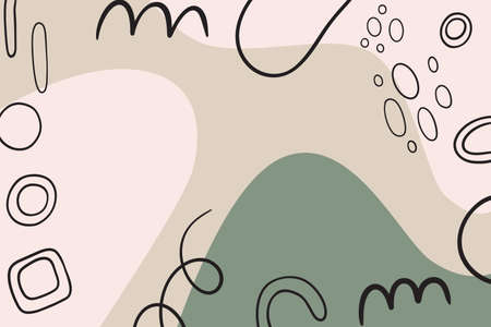 Organic shape hand draw background with natural colors for wallpapers, posters, home decoration frames.のイラスト素材