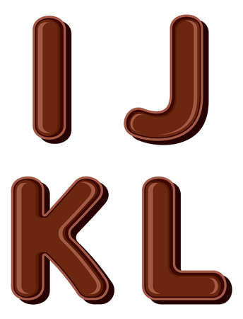 Chocolate letter I J K L isolated on white backgroundのイラスト素材