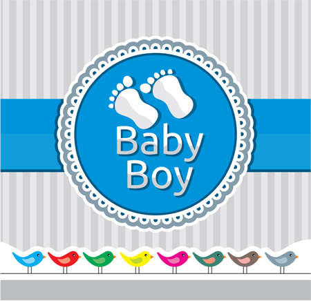 Baby boy arrival announcement cardのイラスト素材