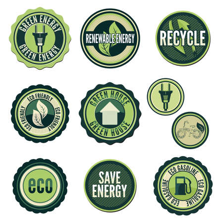 Set of labels and elements for green technologyのイラスト素材