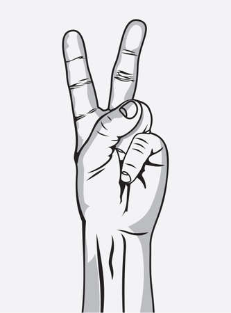 The Victory sign, hand gestureのイラスト素材