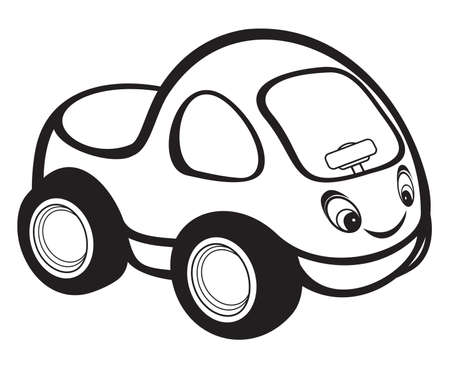 cute kids race car black and whiteのイラスト素材