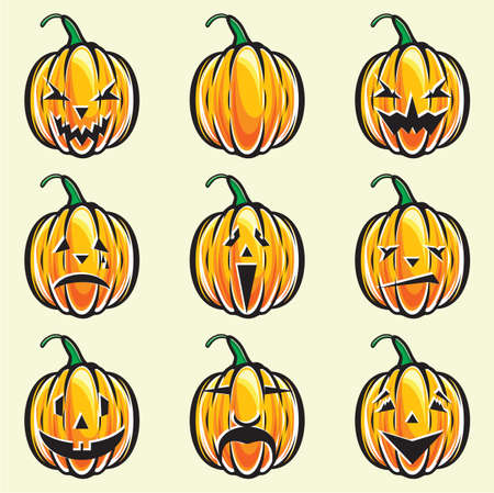 Holiday pumpkin jack lantern collectionのイラスト素材