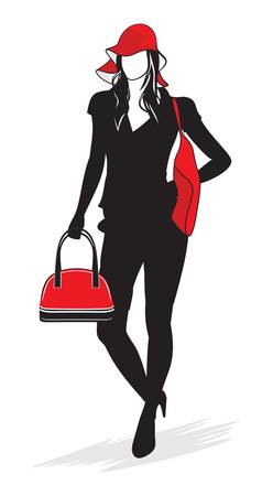 Woman silhouette in shoppingのイラスト素材