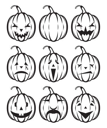 Set of holiday pumpkin jack lanternのイラスト素材