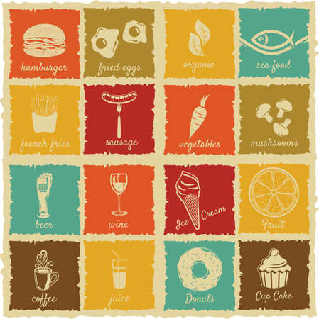 set of vintage food and drink labelsのイラスト素材