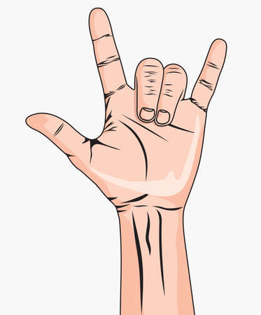 A man s hand giving the Rock and Roll signのイラスト素材