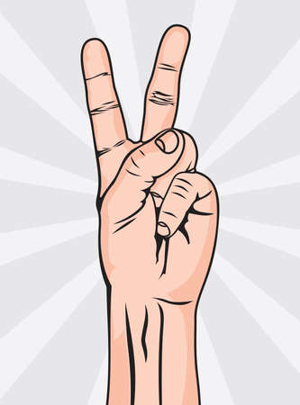 The Victory sign, hand gestureのイラスト素材