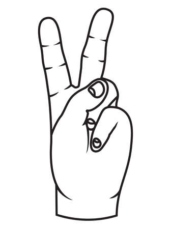 The Victory sign, hand gestureのイラスト素材