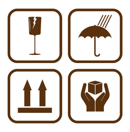 Fragile symbol on cardboard backgroundのイラスト素材