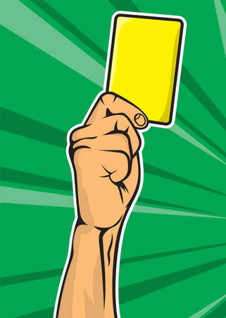 Soccer referee hand with yellow cardのイラスト素材