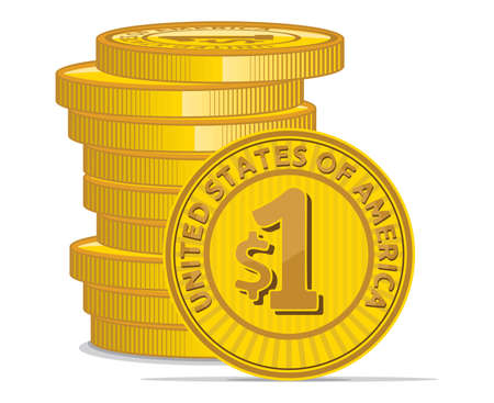 Golden coins with dollar signのイラスト素材