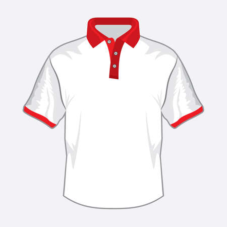 White polo shirt design with red collarのイラスト素材