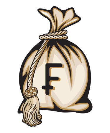 Money bag with Swiss franc sign illustrationのイラスト素材