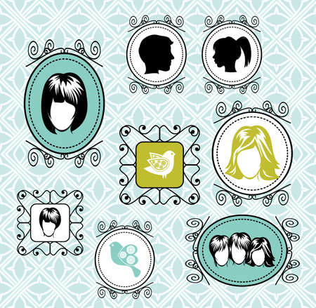 vintage frames on the wallのイラスト素材