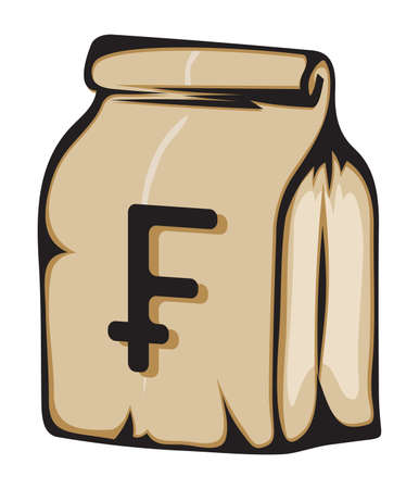 Paper money bag with Swiss franc signのイラスト素材