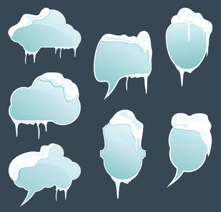 Collection of glossy winter bannersのイラスト素材