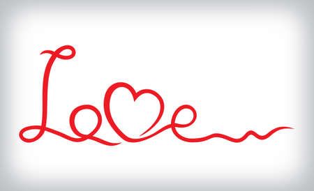 Love and heart from red ribbonのイラスト素材