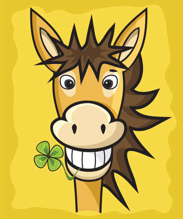 donkey with cloverのイラスト素材