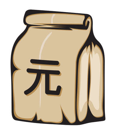 Paper money bag with Yuan  Chinese Currency  signのイラスト素材