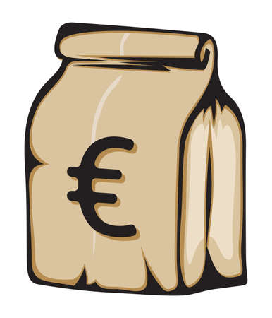 Paper money bag with euro signのイラスト素材