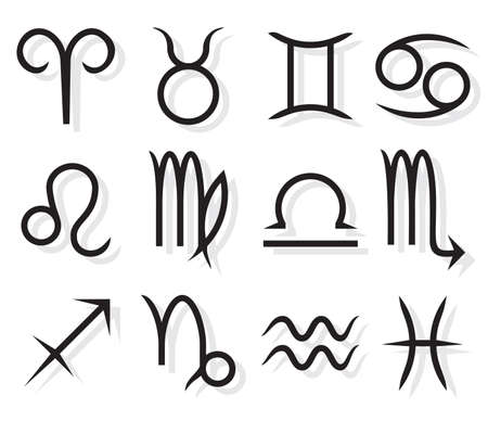 collection of horoscope signs and symbolsのイラスト素材