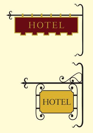 Set of hotel sign boardのイラスト素材