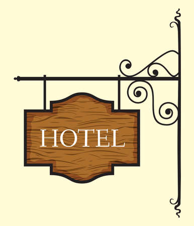 Wooden hotel door signのイラスト素材