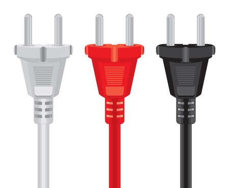 Set of power plug - cord on a white backgroundのイラスト素材