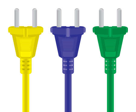Set of power plug - cord on a white backgroundのイラスト素材