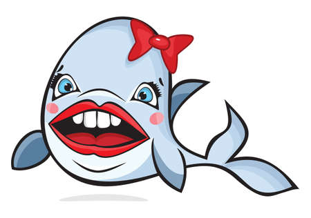 Cute cartoon fish with bowのイラスト素材