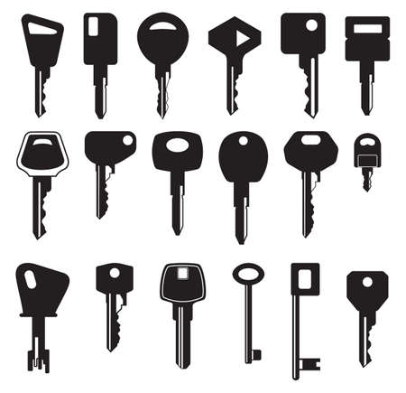 Big Key Black Silhouette collectionのイラスト素材
