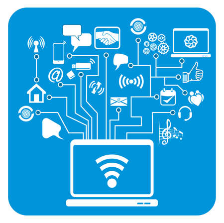 global communication, social media networkのイラスト素材