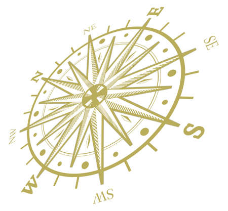 Black wind rose compass isolated on whiteのイラスト素材