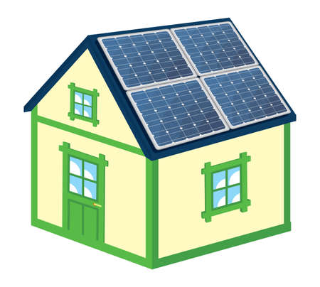 House with solar panelsのイラスト素材