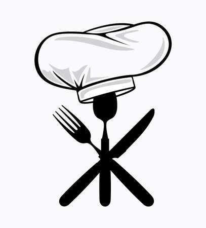 chef hat with spoon, fork and knifeのイラスト素材