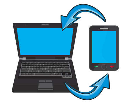 Laptop and smartphone communicationのイラスト素材
