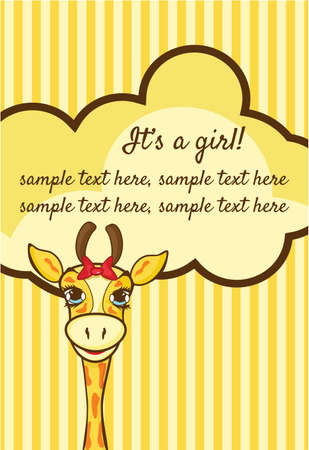 Baby girl arrival announcement cardのイラスト素材