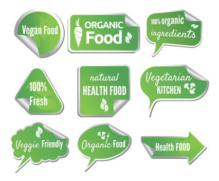 Healthy Food stickers setのイラスト素材