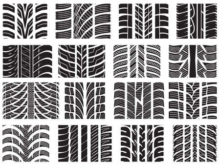 Set of various tyre treadsのイラスト素材