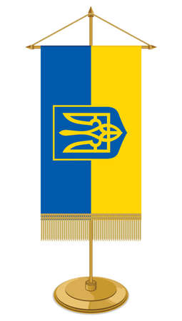 Ukraine table flag isolated on whiteのイラスト素材