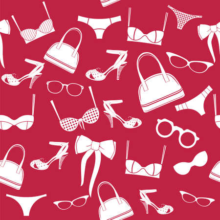 seamless fashion accessories patternのイラスト素材