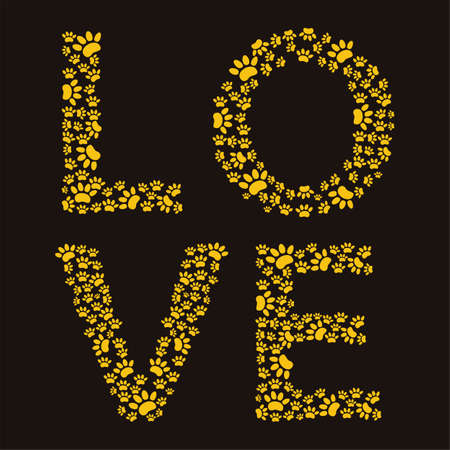 Love trail of paw printsのイラスト素材