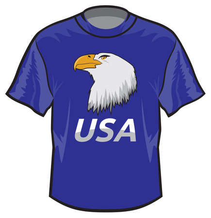 Retro basic T-shirt with USA eagle printのイラスト素材