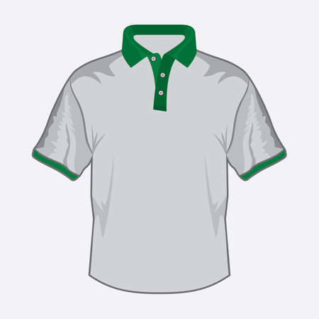 White polo shirt design with green collarのイラスト素材