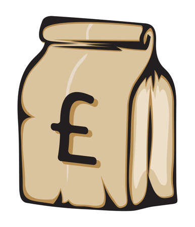 Paper money bag with British pound signのイラスト素材