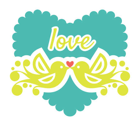 Decorative birds in loveのイラスト素材