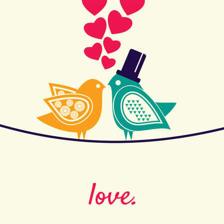 Decorative birds in love cardのイラスト素材